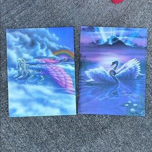 Vintage 80's Susan Sue Dawe Robot Pegasus Lot Mead Portfolio Notebook Folder USA